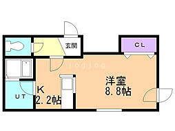 ファランドール大通東II 4階1Kの間取り