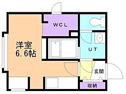 Ｇｒａｎｄ　Ｔｅｒｒａｃｅ北4条 3階ワンルームの間取り