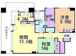 アルス近代美術館ウエスト 2SLDKの間取図画像