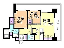 シティタワー札幌 2LDKの間取図画像