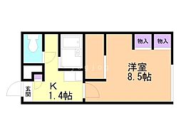 レオパレスしらかば 1Kの間取図画像