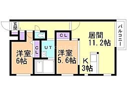 サクラディア苗穂 2LDKの間取図画像