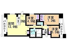 RESIDIA円山北五条 3LDKの間取図画像
