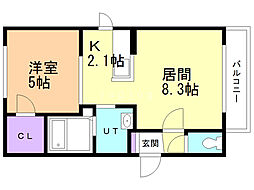 ル・ファール円山 1LDKの間取図画像