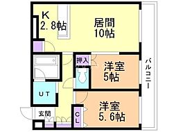 エスレジデンス桑園 2LDKの間取図画像