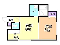 ツインメイプルB 1LDKの間取図画像