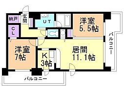 ライラックコート円山大通 2LDKの間取図画像