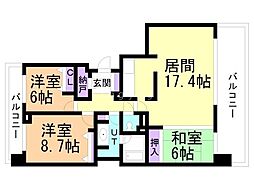 グレイスコート円山公園 3LDKの間取図画像