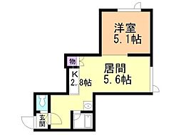 KIRAMECK知事公館2 1LDKの間取図画像