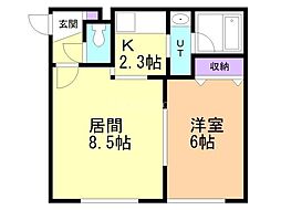 コート南円山 1LDKの間取図画像