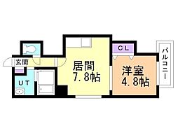 アッズーリガーデン山鼻 1DKの間取図画像