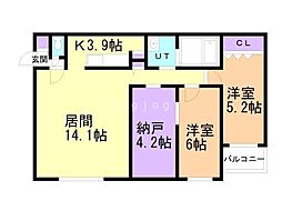 フェスタリア宮の森 2SLDKの間取図画像