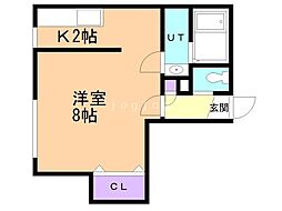 デュオローサ 1Kの間取図画像