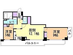 知事公館前タワーレジデンス 2LDKの間取図画像
