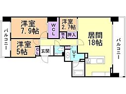 ブランズ札幌桑園駅前ウエスト 3LDKの間取図画像