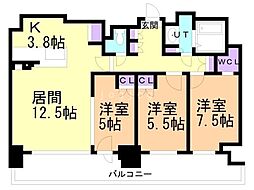 シティタワーズ円山B 3LDKの間取図画像