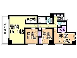 Crestage宮の森 3LDKの間取図画像