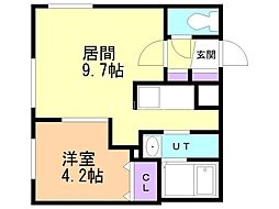 STUDIO中島公園 1LDKの間取図画像