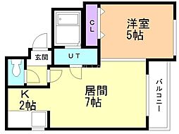 ツバキプレイス南2条創成川公園 1LDKの間取図画像