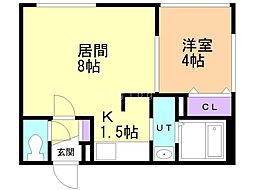 Bフラット創成川公園 1LDKの間取図画像