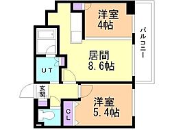 ラ・クラッセ札幌リードスクエア 2LDKの間取図画像