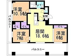 ライオンズマンション第6大通 3LDKの間取図画像