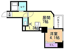 カルフール大通東 1LDKの間取図画像