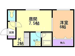 ミラージュ円山 1LDKの間取図画像