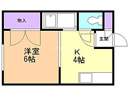 ロイヤルパーク8・12 1Kの間取図画像
