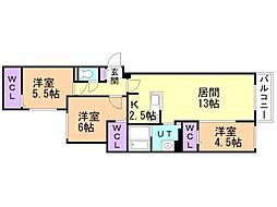 札幌市中央区南十条西13丁目マンション 3LDKの間取図画像