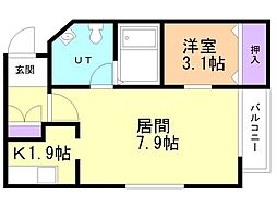 フォーラム旭山 1LDKの間取図画像