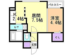 MuguetS7 1DKの間取図画像