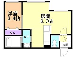 札幌市中央区南九条西13丁目マンション 1LDKの間取図画像