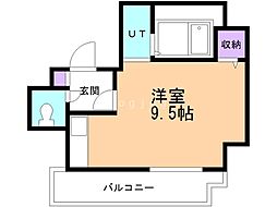 シルキーU6.1 ワンルームの間取図画像