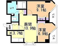 宮ヶ丘レジデンス神宮前 2LDKの間取図画像