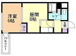 OKビル 1LDKの間取図画像