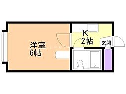 グロリーコート 1Kの間取図画像