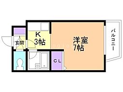 ビッグモウト円山 1Kの間取図画像
