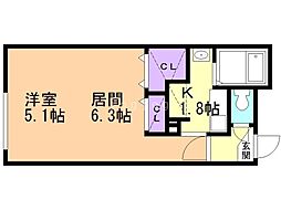 モデュロールナカジマコーエン2nd 1LDKの間取図画像