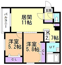グランフェリシアS24 2LDKの間取図画像