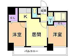 グレースコート円山北 2DKの間取図画像