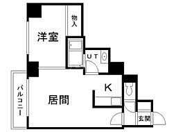 KN南1条マンション 1LDKの間取図画像
