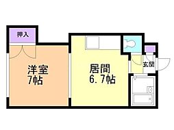 プレサント南10西11 1DKの間取図画像
