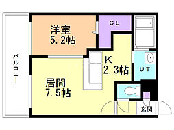 サンコート円山ガーデンヒルズ 1LDKの間取図画像