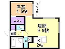 CARRERA行啓通 1LDKの間取図画像