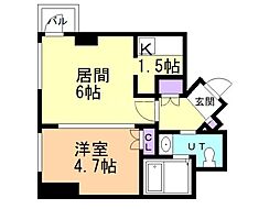 クオーレ円山公園 1LDKの間取図画像