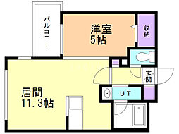 Lienマルヤマ 1LDKの間取図画像