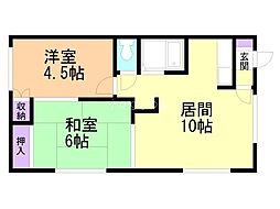 ハイツ柏 2LDKの間取図画像