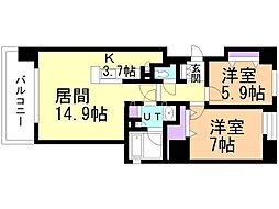 F141 2LDKの間取図画像