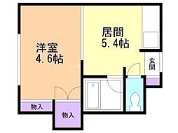 グリーンパーク宮の森 1DKの間取図画像